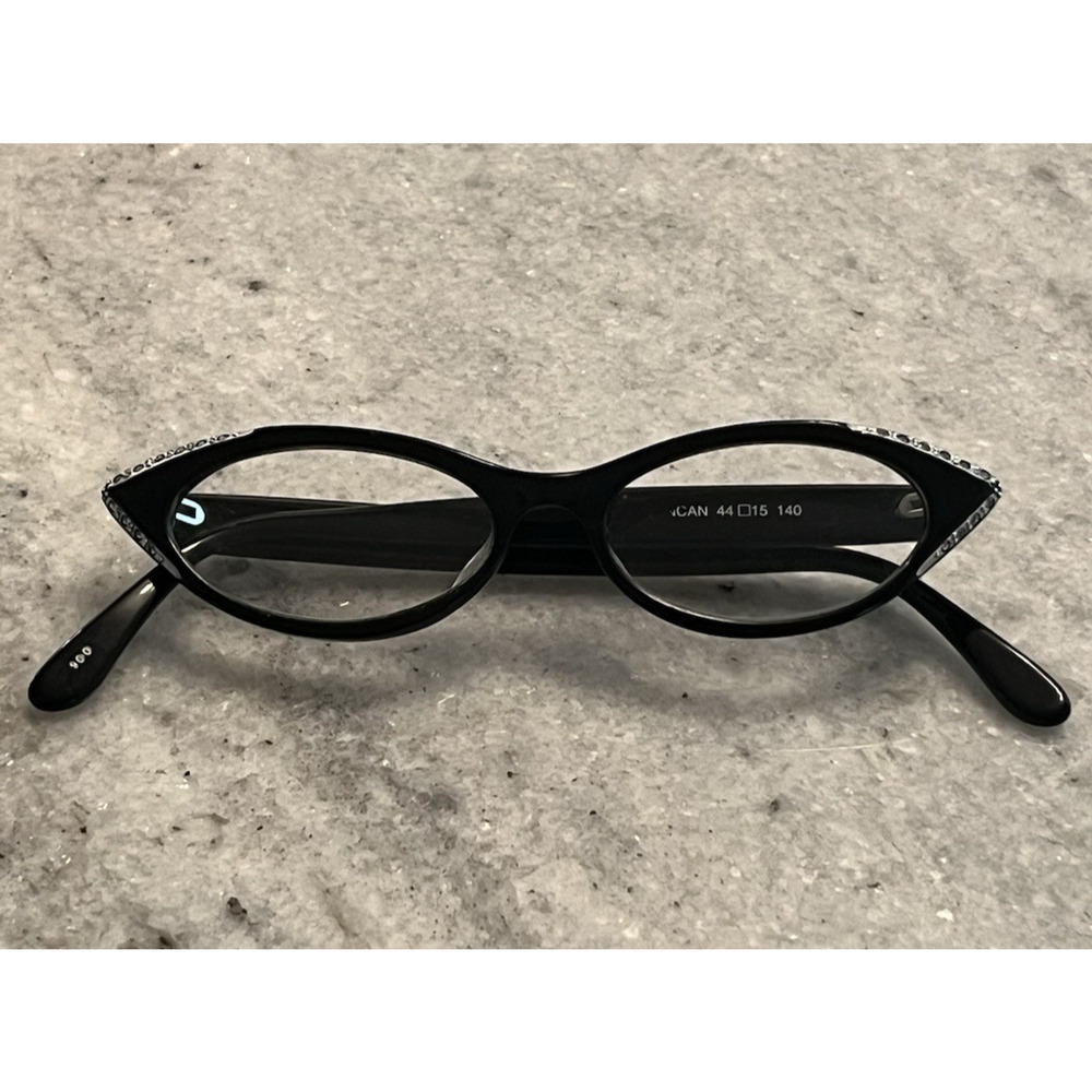 John Lafont Paris Cat Eye Eyeglasses Frames Womens Black Rhinestone Accent